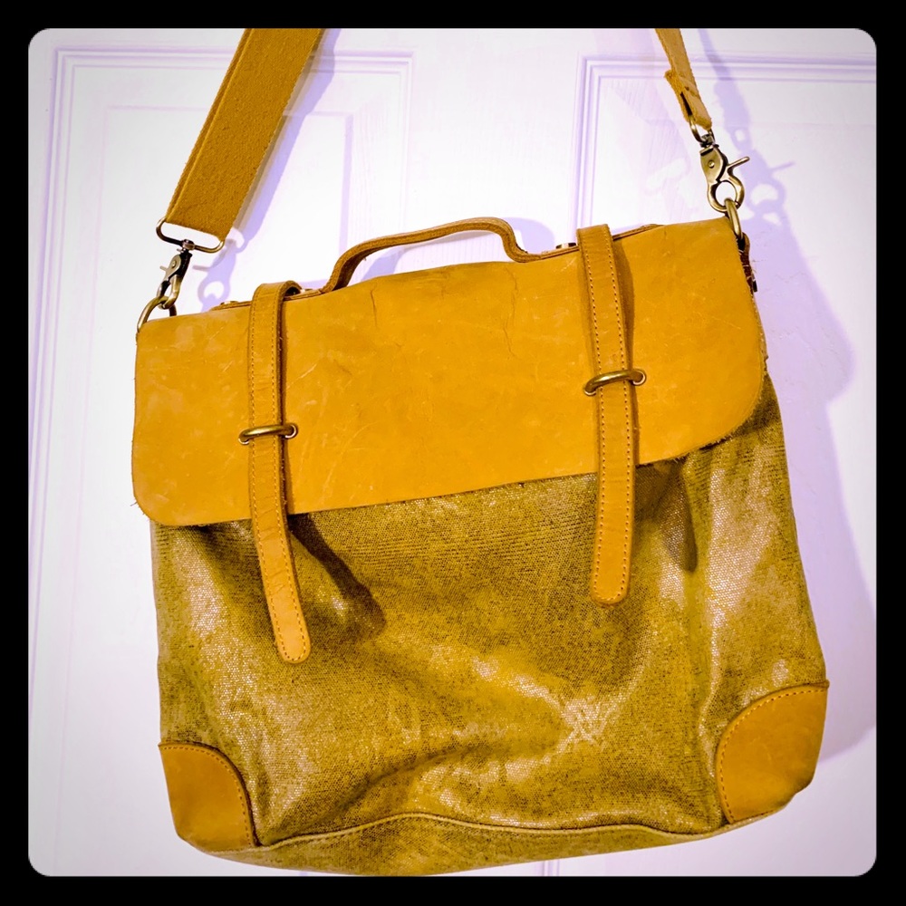 Satchel style Anthro bag with striped lining